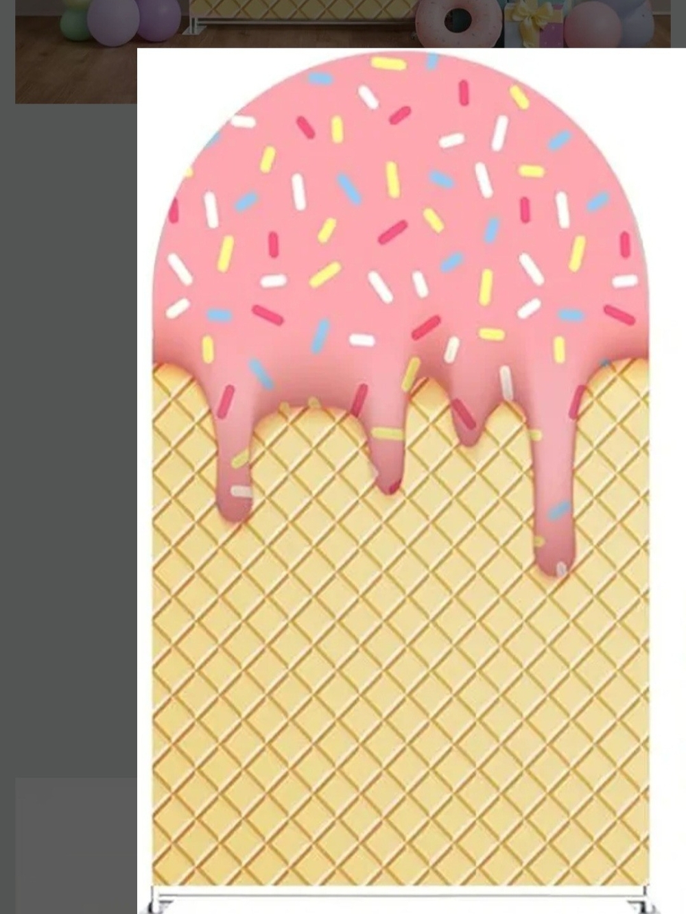 Pink Ice Cream Drip Photo Backdrop - Home Party Supplies